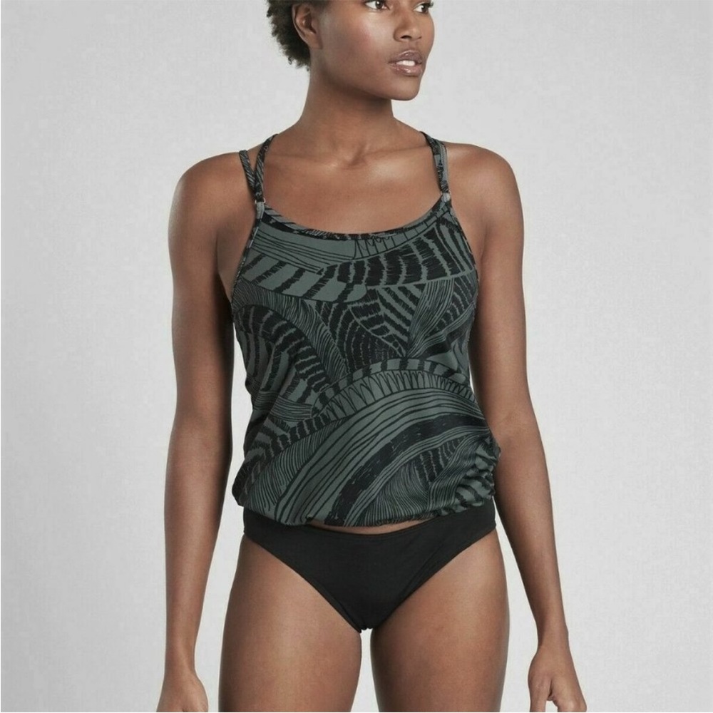 Athleta Zuma Cross Back Dark Gray Artistic Swim Camisole (top only)